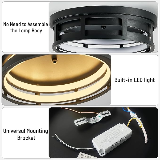 ZHU YAN LED Flush Mount Ceiling Light Fixture,Modern Hallway Light Fixtures Ceiling,3 Color Selectable Ceiling Lamp for Kitchen Hallway Entry Bedroom (1 Pack)
