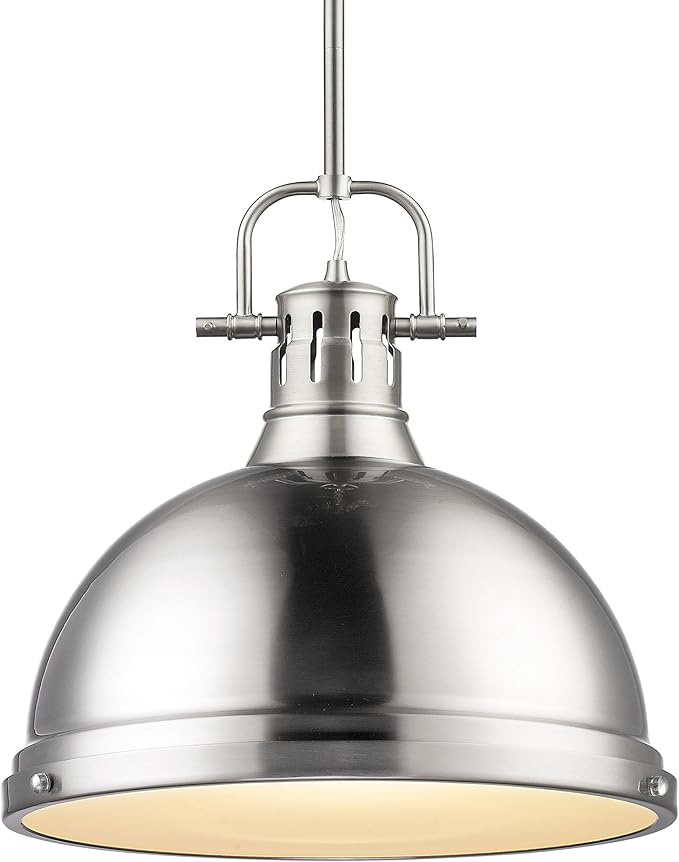 Golden Lighting 3604-L PW Duncan Pendant, 14.63" x 14", Pewter with Pewter Shade