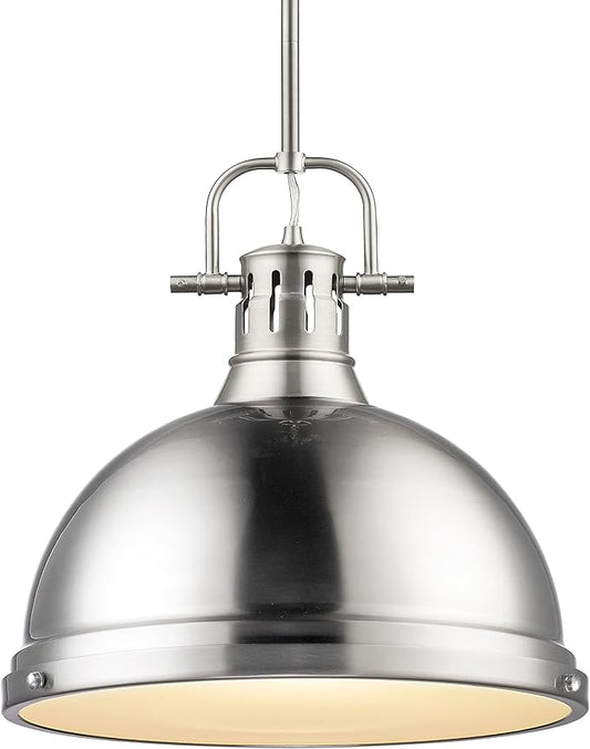 Golden Lighting 3604-L PW Duncan Pendant, 14.63" x 14", Pewter with Pewter Shade