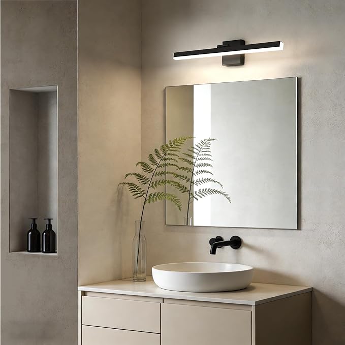 IZORRO Modern Bathroom Vanity Light 16 inch, Rotatable, 12W Dimmable Led Bathroom Light Fixture Over Mirror, Black Vanity Light Bar (5 Color Temperature)