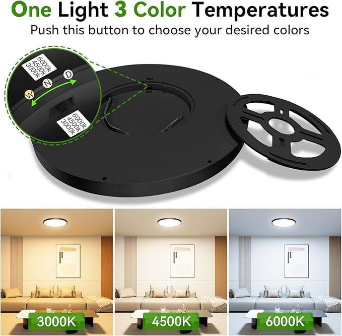 Led Ceiling Light, 42W 4500LM Ultra-Thin Surface Mount Light Fixtures, 15.8 Inch 3000K/4500K/6000K 3CCT Selectable Flush Mount Ceiling Light for Living Room, Bedroom, Kitchen