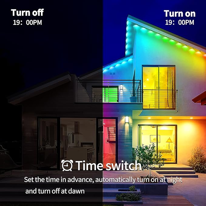 Permanent Outdoor Lights - 100FT Smart Outdoor Eaves Light with App/Remote Control,Music Synchronization, IP67 Waterproof, LED Eaves Lights for Patio/Eave/Party Decorations (100FT)