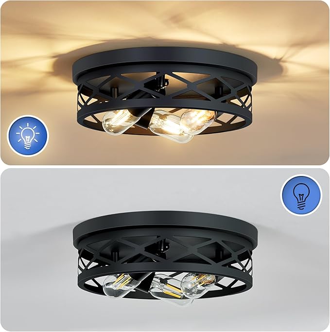 3-Light Farmhouse Flush Mount Ceiling Light,13 inch Hallway Lighting Fixtures Ceiling,Light Fixtures Ceiling Mount for Kitchen Entryway,Hall（1 Pack）