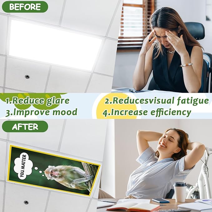Wiooffen 6 Pcs Fluorescent Light Covers with 60 Magnets Decorative for Classroom Ceiling Lights 4 x 2 Feet Magnetic Light Cover Filter Easy Install for Office Hospital Home Ceiling Supplies (Animal)