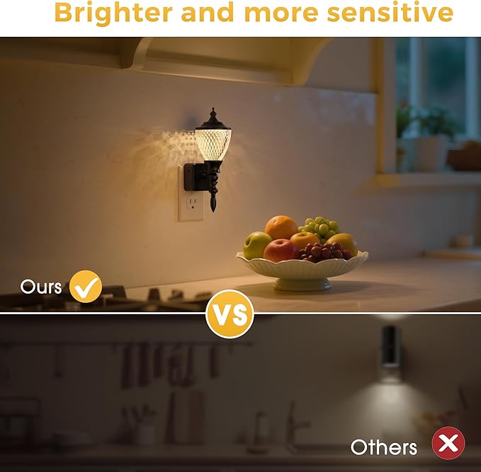 L LOHAS LED Night Lights Plug into Wall,Vintage Night Light with Dusk to Dawn Sensor,3000K Soft White,Brightness Adujstable,Farmhouse Nightlight for Bathroom Hallway