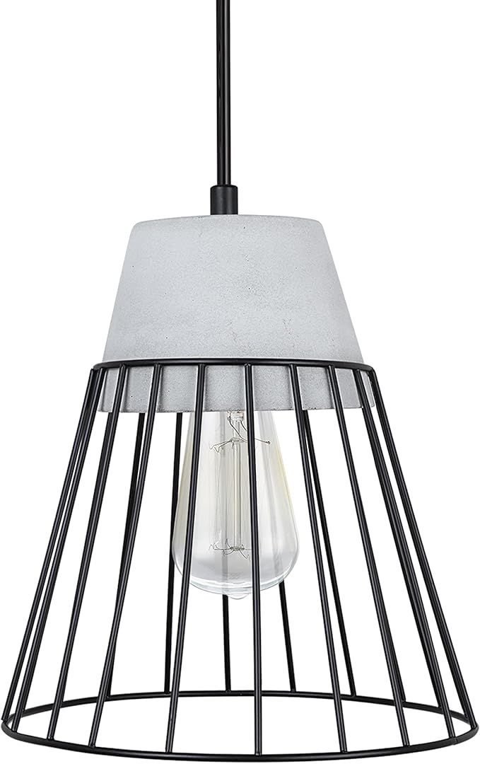 Aspen Creative 61128-11, One-Light Hanging Mini Pendant Ceiling Light, Transitional Design in Cement Finish, 7-1/2" Wide