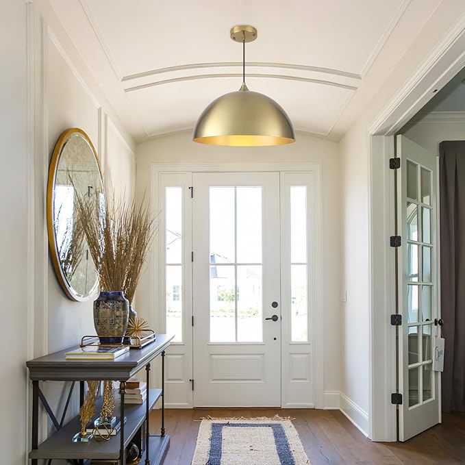 Gold Pendant Light 15.7", Modern Pendant Lights Kitchen Island, Large Farmhouse Hanging Lamp for Dining Room Bedroom Hallway Bar