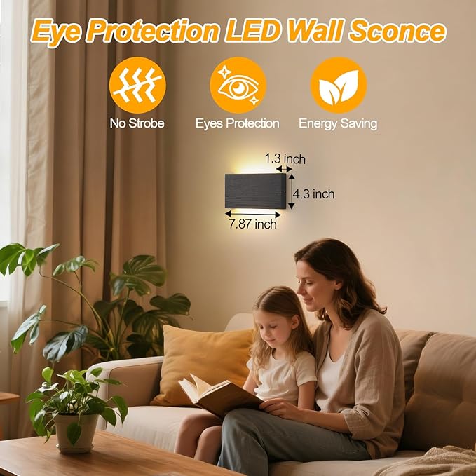 Black Wood wall sconces Lights Indoor for Living Room,wall Lamps Bedroom,Black wall Sconce wall Mounted lamp,wall Mounted Light,Indoor wall Lights