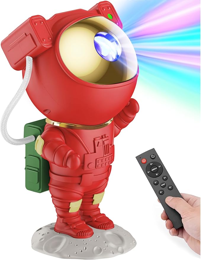 Christmas Light Projector Indoor - Red Astronaut Galaxy Projector, Festive Holiday Decor, Romantic Lights for Bedroom, Unique Christmas Gift with Remote & Timer