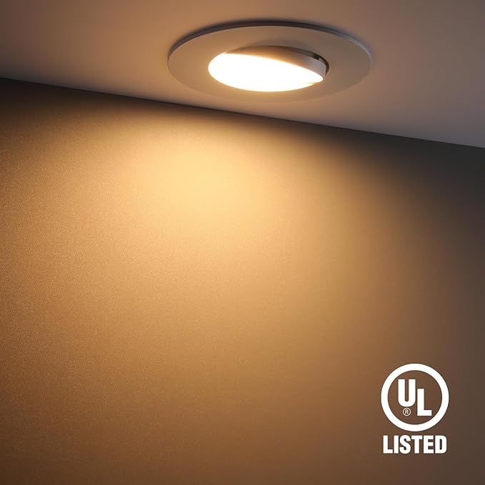 TORCHSTAR 6 Inch Gimbal LED Recessed Light, Dimmable Downlight, CRI90+, 13W Directional Lighting, Adjustable Can Light, UL Listed, 2700K Soft White, Pack of 4