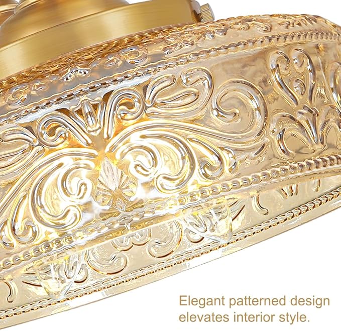 Gold Semi Flush Mount Ceiling Light, 3-Light Close to Ceiling Light with Amber Glass, Vintage Hallway Lights, Brass Closet Light Fixture, Kitchen Flush Ceiling Mount for Entryway Bedroom Bathroom,E12