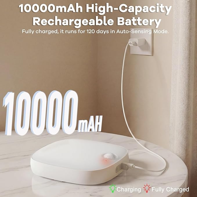 Shower Light IP65 Waterproof, Motion Sensor Ceiling Light, Rechargeable Closet Light with 10000mAh Battery & Remote, 18 RGB Colors LED Bathroom Shower Lamp for Inside Shower/Bathtub, Mood Lighting