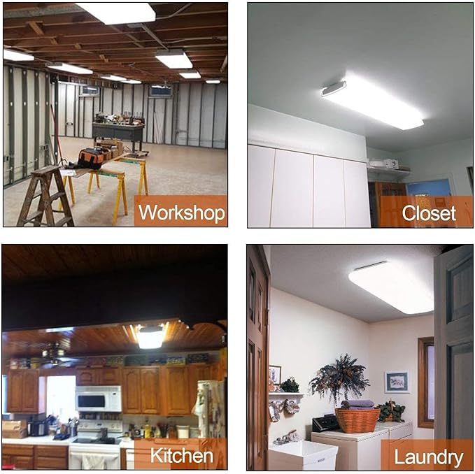 ANTLUX 2FT LED Wraparound Light, 20W Flush Mount LED Garage Shop Lights, 2400LM, 4000K Neutral White, 2 Foot Commercial Linear Ceiling Lighting Fixture for Kitchen, Laundry, Workshop, Closet, 4 Pack
