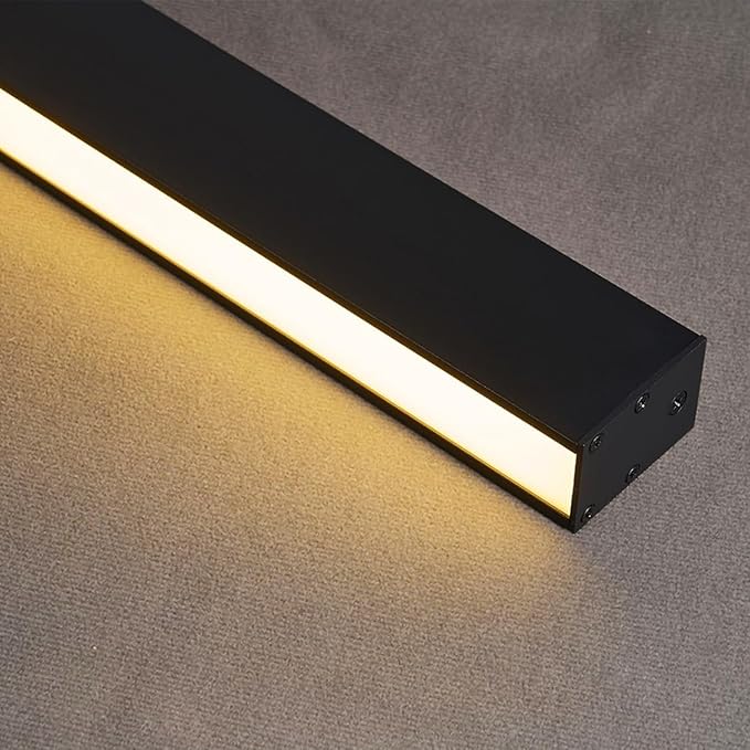 Black ceiling light LED, modern and simple, long strip ceiling surface installation, suitable for living room, bedroom, corridor and kitchen, remote control to switch color and brightness, 59 inches