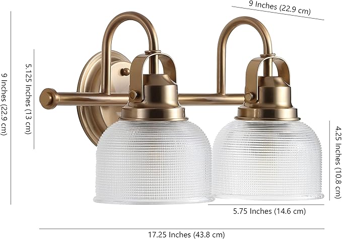 JONATHAN Y 17.25" Chrome Modern Bathroom Vanity Light, 2-Light LED Wall Sconce, Clear Glass Bell Shade for Mirror Hallway Kitchen, ETL Listed, LED Bulb Included (JYL7408A)