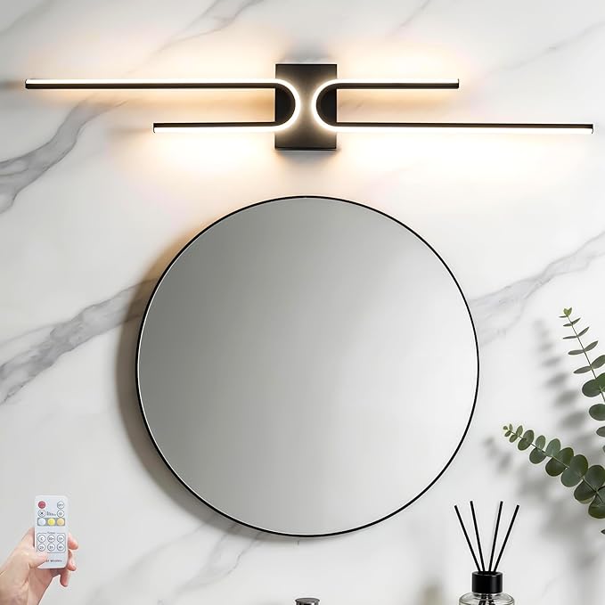 Vanity Light for Bathroom Lighting Over Mirror Black Dimmable 3CCT Vanity Lighting Fixture Modern Bath Vanity Bar 39in Led Bathroo Wall Sconce Lighting for Bedroom Living Room with Remote Control