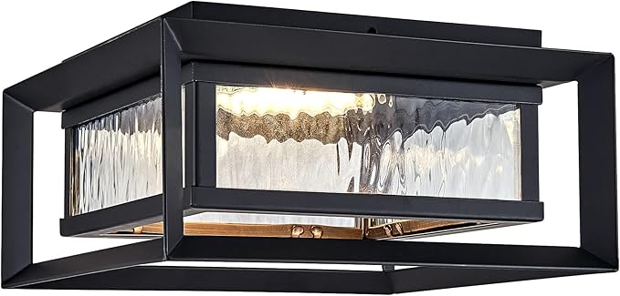 Design House Hartbrook Outdoor Integrated LED Ceiling Light with Clear Glass for Porch Entryway Patio, Matte Black, 589234-BLK