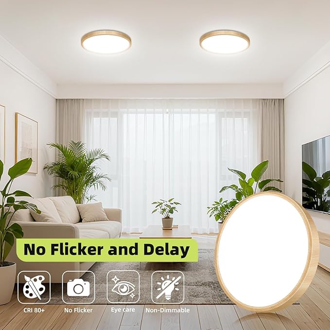 hepside 2PACK Flush Mount LED Ceiling Light Fixture 5CCT 7Inch 15W & 100W Equivalent Closet Light Fixture,Small Round Slim Surface Ceiling Lamp for Hallway,Bathroom,Bedroom,Kitchen,Interior