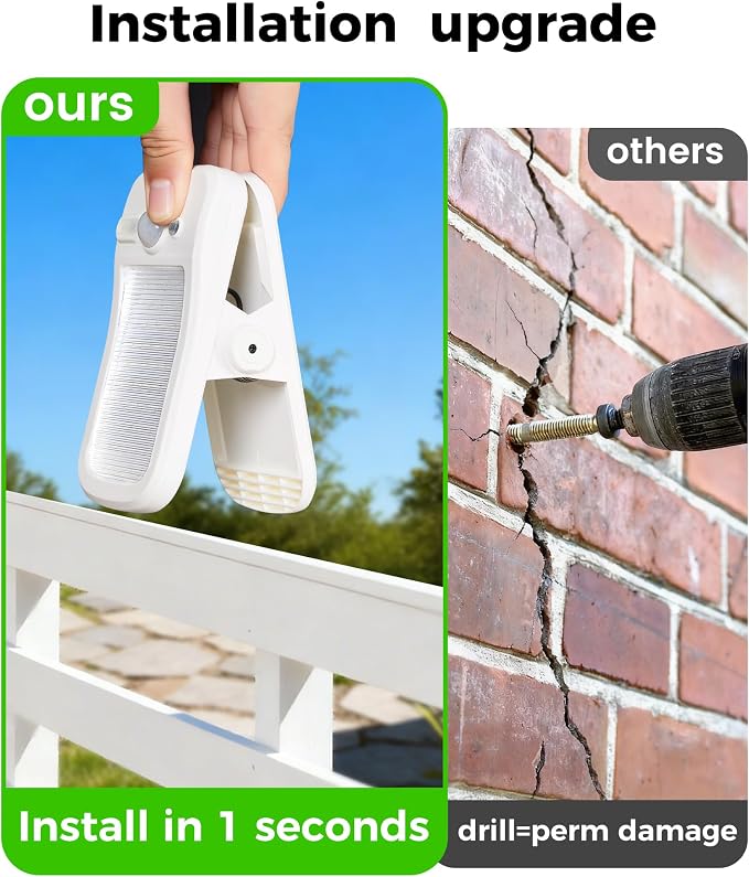 Clip on Solar Lights for Fence, 3 Modes Solar Motion Lights Outdoor Waterproof, 60LEDs 500LM Portable Security Light for Fence, Deck, Garage, Camping, USB Charging, 4 White