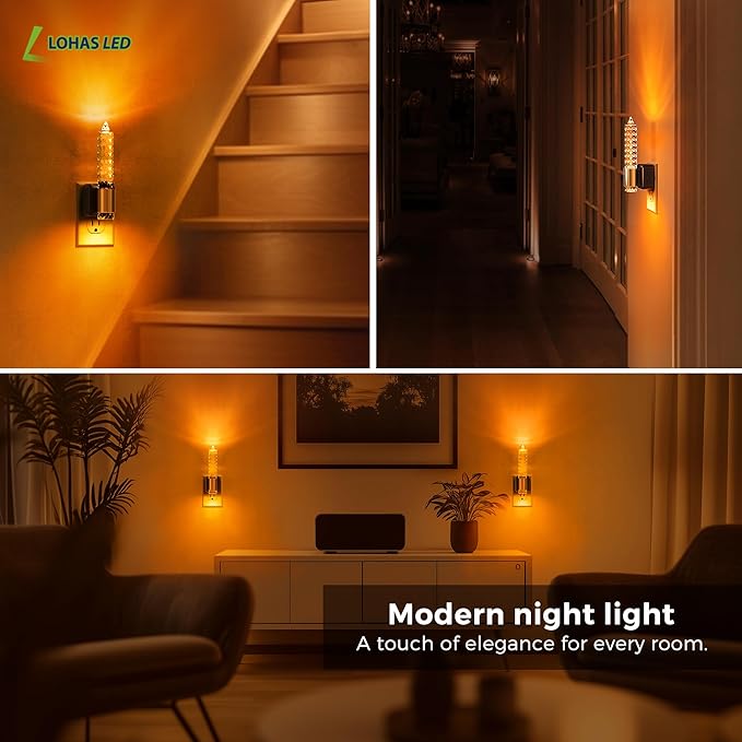L LOHAS LED Night Light, Flameless Candle Night Light Plug into Wall, 0-100 LM Dimmable Nightlight, Plug in Amber Night Light with Dusk to Dawn Sensor, for Bathroom Bedroom Hallway, 1 Pack