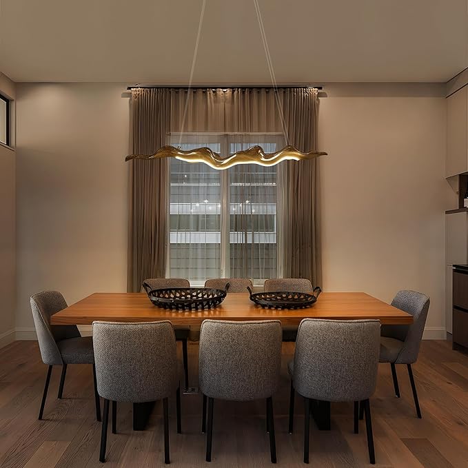 39.4in Linear Chandelier with Remote,Modern Resin Ceiling Pendant Lights for Dining Room Island Lighting Hanging Light for Kitchen,Living Room
