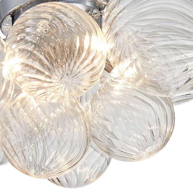 Shrine Lighting Chrome Bubble Glass Ceiling Light, Flush Mount Ceiling Light for Living Room, D18'' x H9'', G9*4 Sockets, Globe Glass Shade & Chrome Finish Frame