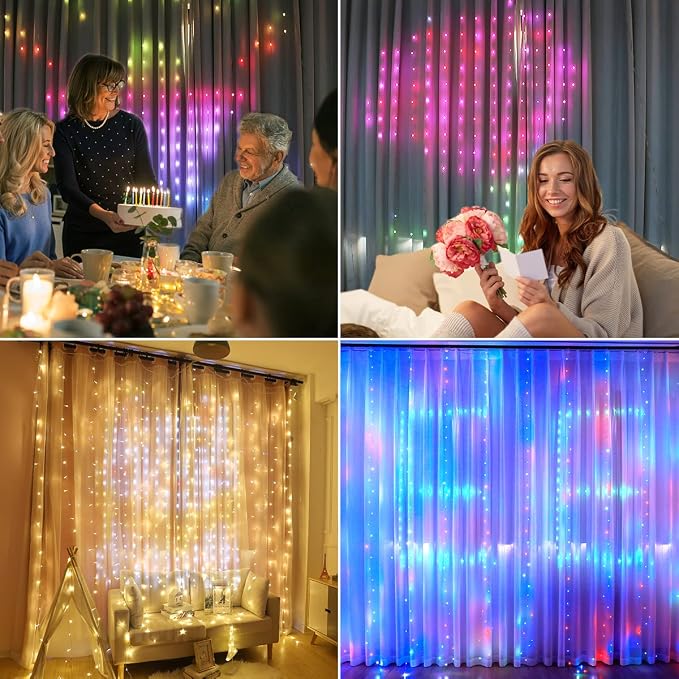 AKEPO Programmable Colorful Smart LED Window Hanging Curtain Lights, IP65 400 RGB LED APP Control DIY Text and Pattern Fairy Lights for Proposal, Wedding Curtain Backdrop, Party, Xmas or Home Decor