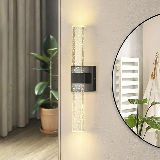 Black LED Wall Sconce Lights Warm Light Modern Crystal Wall Lights Vanity Lighting Fixtures Sconces for Bathroom Living Room Bedroom Dining Room Hallway