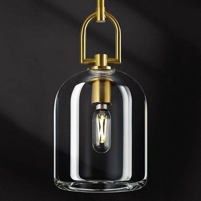 Modern Gold Pendant Lights Kitchen Island Ceiling Chandelier Indoor Thick Crystal Hanging Light Fixtures for Kitchen Living Room Dining Room Bedroom（1Pack）