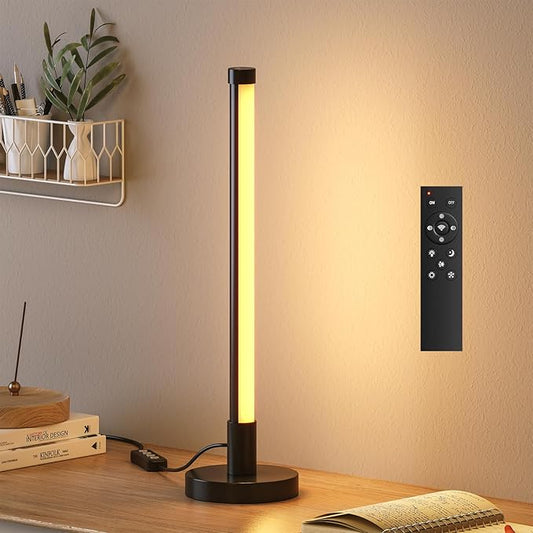 Table Lamp with Remote，Dimmable Small Lamp Desk Lamp with Multiple Color Temperatures，Nightstand Lamp,Table Lamp for Bedroom,Living Room,Office,Reading,Desk(Black)