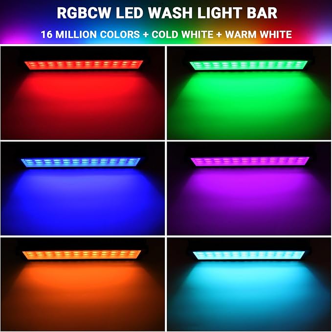 LED Stage Wash Light Bar: 96W RGBCW DJ Light Bar - IP66 Waterproof Dimmable Outdoor Stage Light - APP & Remote Control - Easy Setup for Festival Events Landcape Home Decoration