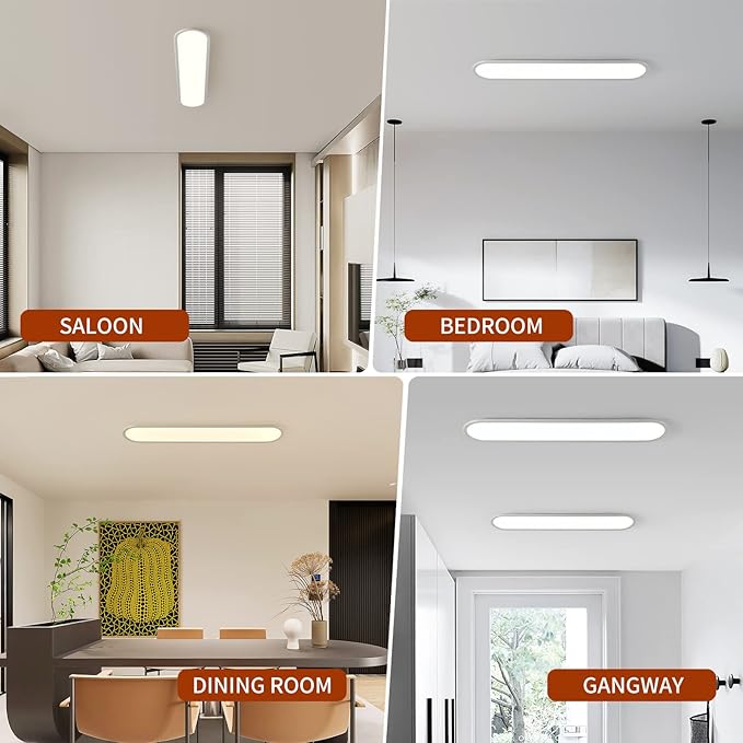 Ganeed 39.4 Inch Dimmable LED Ceiling Light, High Brightness Long Ceiling Lamps,3000-6000K Selectable Modern Ultra Thin Low Profile Light Fixture for Bedroom Kitchen Closet Hallway,White/48W