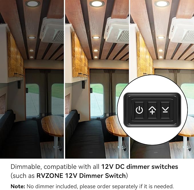 RVZONE 12 Volt LED Puck Light RV Boat Recessed Ceiling Light Super Slim LED Panel Light with Hole Puncher DC 12V 3W Full Aluminum Downlights 6 Pack,5500-6000k
