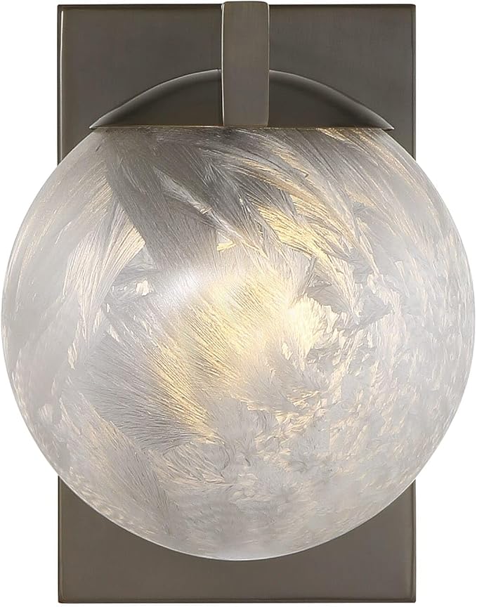 Savoy House 9-1017-1-15 Darien Contemporary Ice Glass Wall Sconce, 1-Light 60 Watt, 8" H x 6" W, Mediterranean Bronze