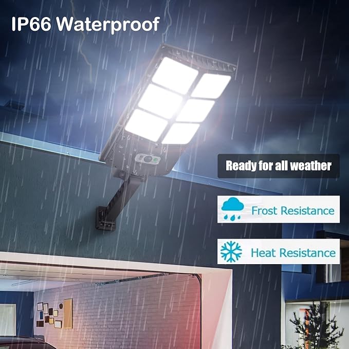150W Solar Lights Outdoor Waterproof, 8000LM LED Solar Flood Lights Outdoor Motion Sensor with Remote, 3 Modes Solar Lights for Outside Yard, Garden, Path & Parking Lot-2PACK