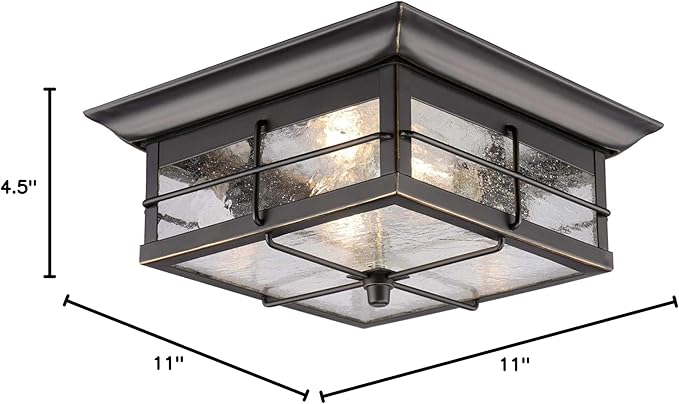 Westinghouse 6578400 Orwell 2 Light Outdoor Flush Mount Fixture in Oil Rubbed Bronze and Clear Glass, 6578400