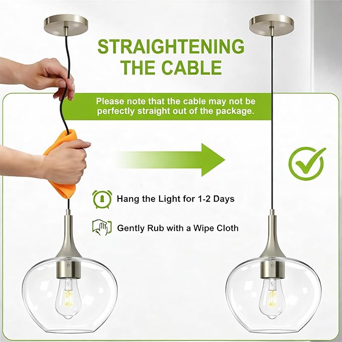 Glass Pendant Lights Kitchen Island, 9.45'' Brushed Nickel Pendant Lighting Fixtures, Modern Hanging Ceiling Light with Clear Glass Shade for Farmhouse Dining Room Bedroom Hallway(1 Pack)