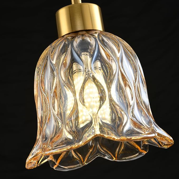 Pendant Lamp with Glass Shade, Modern Antique Brass Pendant Lights,Hanging Light Vintage Glass Shade, Island Light Pendant Light Fixture for Bedroom Living Room Kitchen