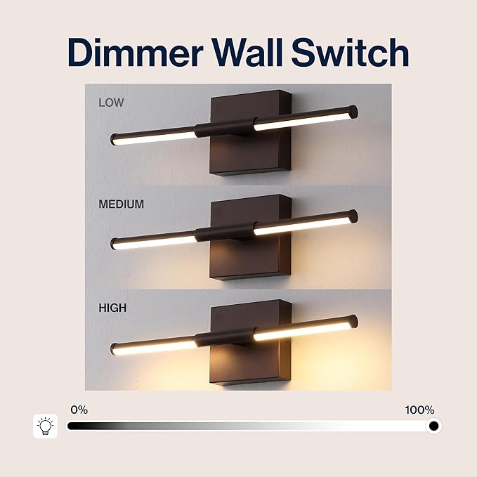 JONATHAN Y 16.25" Oil Rubbed Bronze Modern Dimmable Integrated LED Wall Sconce, Minimalist Adjustable Metal Vanity Light for Bathroom Mirror, Bedroom, Hallway, 3000K, ETL Listed (JYL7039D)