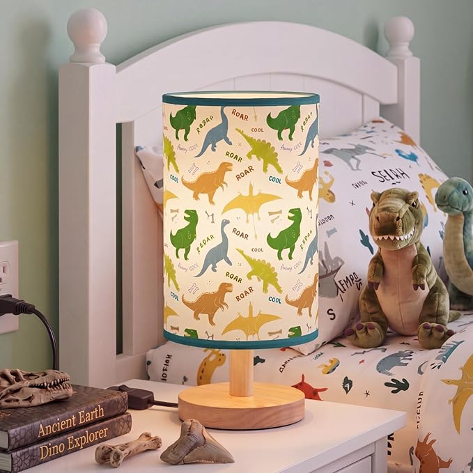 Glooglitter Dinosaur Table Lamp 3 Colors Dimmable Lights Dinosaur Room Bedroom Decor 9.72 x 5.12 Inch Night Light Bedside Bedroom Lamps Decoration for Desk Birthday Prize Gifts