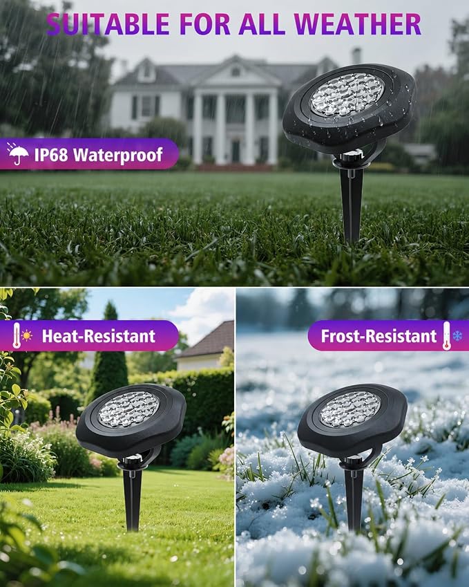 Solar Spot Lights Outdoor Waterproof IP68, 2 Light Modes Pond Lights, 3-in-1 LED Color Changing Solar Landscape Lights, Landscape Path Lights for Underwater Pond Garden Yard Pathway