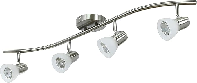 XiNBEi Lighting Track Light, 4 Light Kitchen Track Lighting, Modern S-Shaped Ceiling Track Light Bar Brushed Nickel Finish XB-TR1223-4-BN