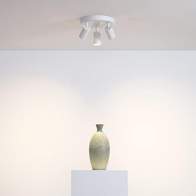 Shura - Round 3-Light White Integrated LED Ceiling Light w/ Rotatable Heads, Adjustable Flush Mount Ceiling Light, 3000K, 1365 Lumens