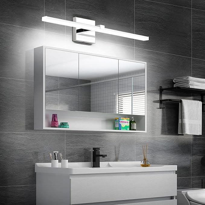 ZUZITO 24 inch Chrome Vanity Lights for Bathroom Modern Bathroom Light Fixtures Over Mirror 18W LED Vanity Lights 6000K Cool White