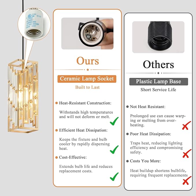 Gold Pendant Lights Kitchen Island 2 Pack, Adjustable Modern Pendant Light Fixtures, Mini Crystal Chandeliers for Dining Room Bedroom Foyer Hallway