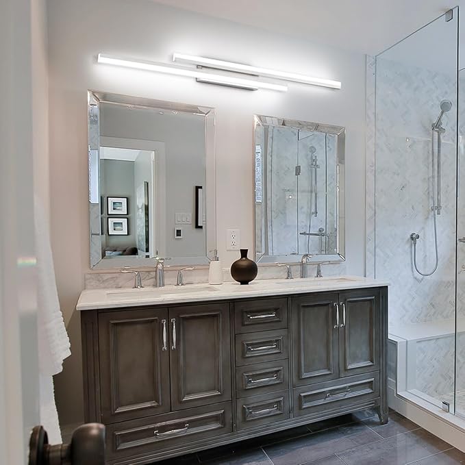 PRESDE 48 Inch Bathroom Light Fixtures Brushed Nickel Vanity Light Bar LED Modern Bath Wall Lighting Over Mirror