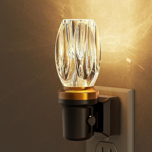 L LOHAS LED Night Light, Dimmable Night Lights Plug into Wall, Automatic Nightlights Plug in, Light Sensor, 3000K 100LM Adjustable Brightness, LED Nightlight Crystal for Bathroom Bedroom Hallway,1Pack
