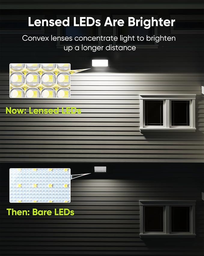 JACKYLED Solar Dusk to Dawn Light Outdoor 1000 Lumens 299 LED Solar Security Lights with Extension Cord, IP65 Waterproof Solar Lights Outdoor Wall Spotlight Bright for Garden Patio