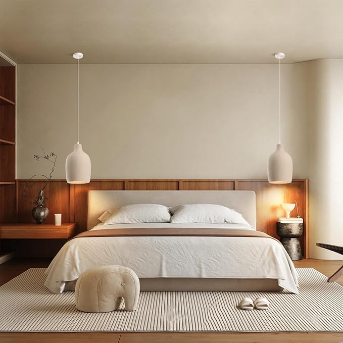 JAYMP Wabi Sabi Pendant Light for Dining Room Kitchen Island Light Hallway Restaurant Hanging Lamp E26 Base Japanese Style Wine Bottle Shape Fixture, 1 Pack (Light Brown,C Shape, D26×H46cm)