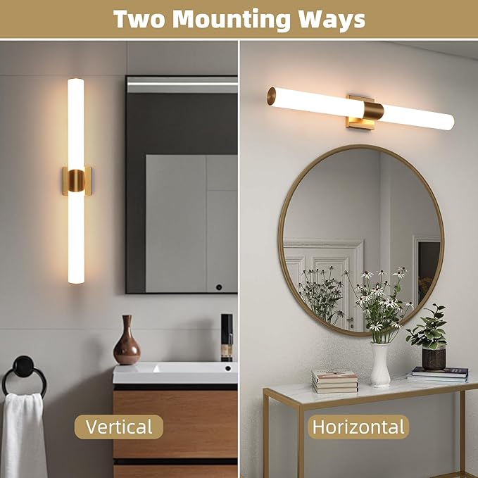 Modern Wall Sconce 30 Ihch Gold Bathroom Sconces LED Wall Lighting Fixtures with Acrylic Shade Hardwired Long Vanity Lights Over Mirror for Bedroom Living Room Hallway